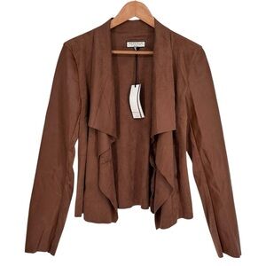 Bagatelle Faux Suede Long Sleeve Faux Leather Jacket size Medium Drape Collar